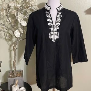 Chico's Black and White Embellished Tunic